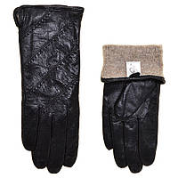 Перчатки женские кожаные Mimosa 0639 черные сенсорные