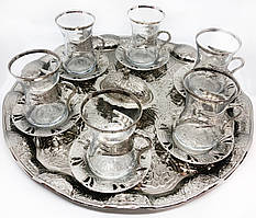 Турецькі склянки, рюмки з серії side MCA Vizyon з мельхіору з посріблені набір 6