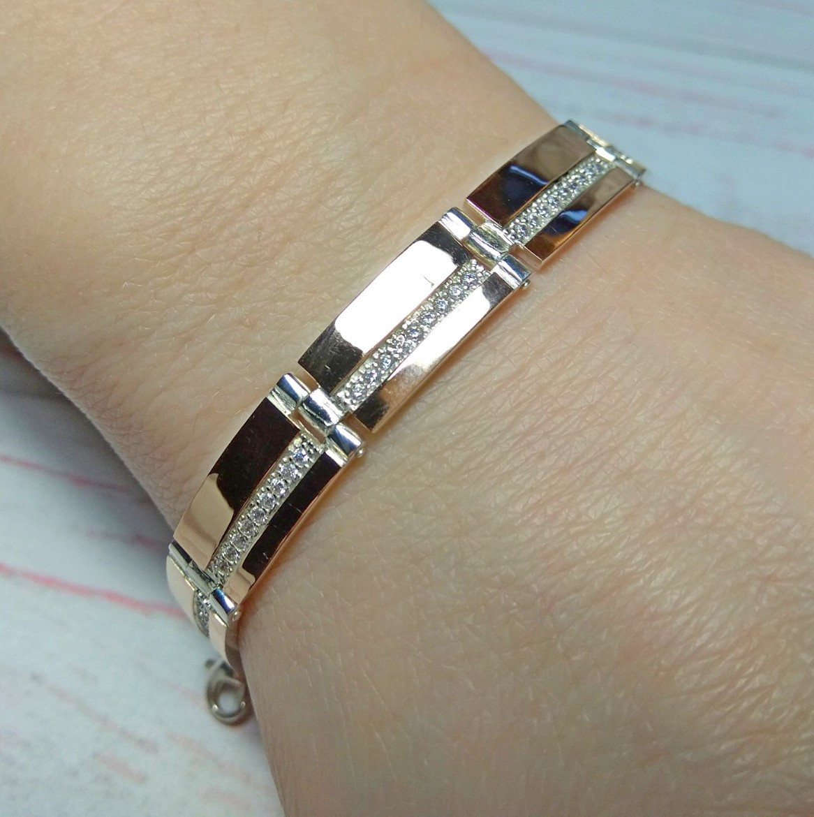 Браслет срібний із золотими пластинами Беатріс, фото 1