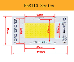 No26 COB LEd 50w 220v Smart IC 50w 6000K Світлодіод 50w матриця 50 ват з драйвером на борту