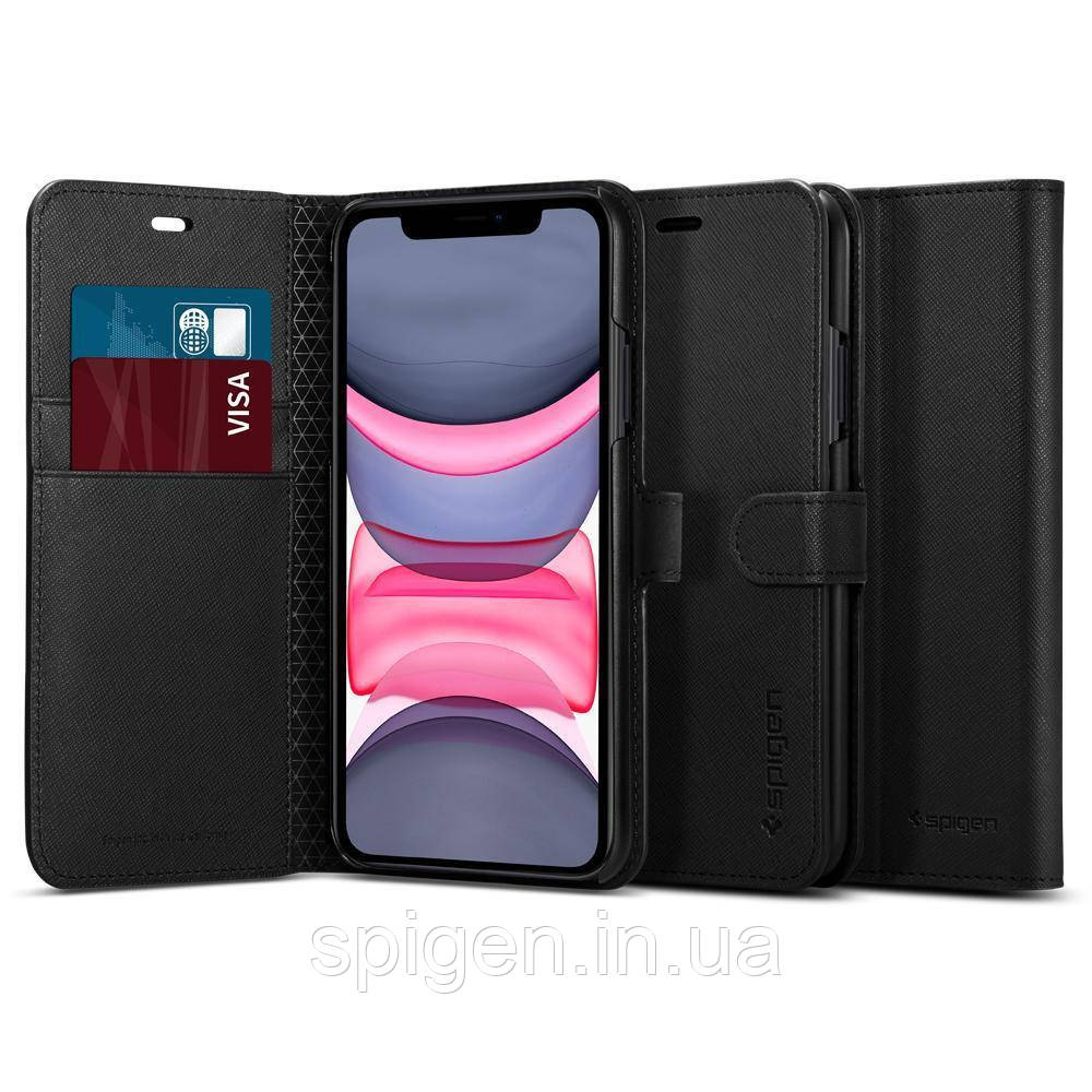 Книжка-Чохол Spigen для iPhone 11 Wallet S, Black