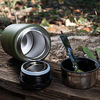 Термос 0,75 л M-Tac зі сталевою ложкою (Olive)
