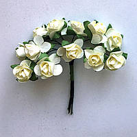 Троянди з паперу кремові 2 см 12 шт.