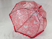 Детский зонтик с ажурным узором и рюшей цвет красный