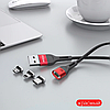 Магнітний кабель для зарядки PZOZ 3A червоний в комплекті з одним коннектором (Lightning, micro USB або Type-C), фото 2