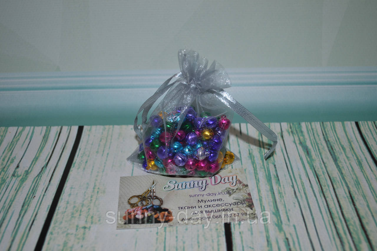 Мішечок з органзи, 12х8 см, колір-сірий, фото 1