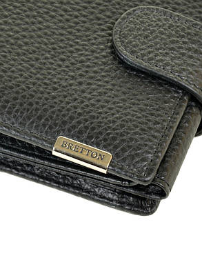 Чоловічий шкіряний гаманець BRETTON 11,5 х 9,5 см Чорний (m3603/1), фото 2