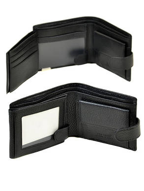 Чоловічий шкіряний гаманець BRETTON 11,5 х 9,5 см Чорний (m3603/1), фото 3