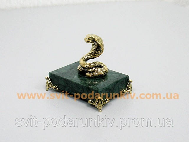 Сувенир статуэтка Змея - Кобра на подставке с бронзовыми ножками - фото 4 - id-p11053316