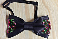 Бабочка-галстук вышитый бисером детский (черного цвета)