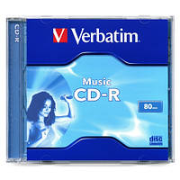 1 диск VERBATIM CD-R 700Mb Audio Live it Music Jewel 43365