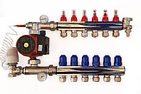 Коллекторная группа (гребенка) 1"х 6 выходов с насосом