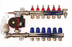 Колекторна група (гребінка) 1" виходів із насосом