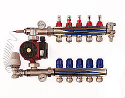 Колекторна група (гребінка) 1"х 5 виходів з насосом