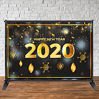 Банер Новорічний 3х2м "Happy New Year 2022"(Чорно-золотий) - Фотозона (вініловий)