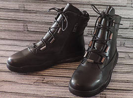 Жіночі шкіряні черевики LILIN (Італія). Напівчоботи утеплені з хутром.