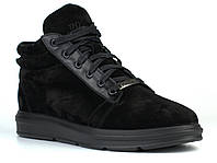 Акция черные замшевые ботинки кроссовки кеды зимняя мужская обувь на меху Rosso Avangard Original Black Vel