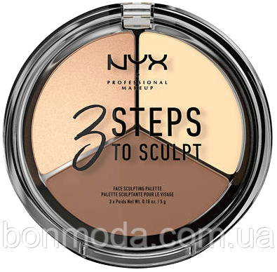 Палітра для контурингу NYX Professional Makeup 3 Steps To Sculpting Palette No 02 "Light"