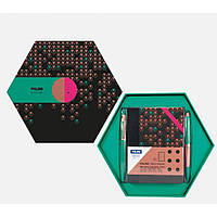 Подарунковий шестикутний набір "Copper green" 3 предм. (1 блокнот., 1 ручка, 1 мех. Кар.)