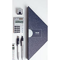 Подарунковий трикутн. набір "Silver blue" 4 предм. (1 ласт., 1 ручка, 1 мех. Кар., 1 калька.)