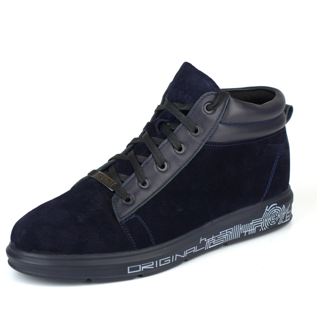 Акція сині замшеві черевики кросівки кеди зимове чоловіче взуття на хутрі Rosso Avangard Original Blu Vel