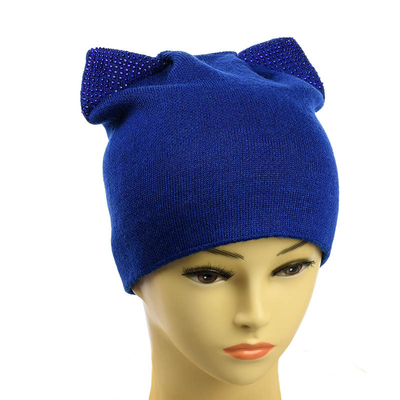 Зимова молодіжна шапка "Вушка зі стразами"