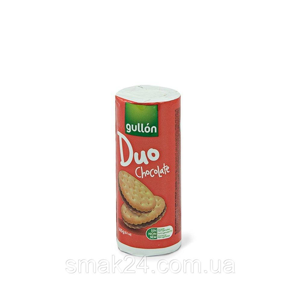 Печиво сендвіч без трансжирів Duo Chocolate з шоколадним кремом Gullon Іспанія 145 г