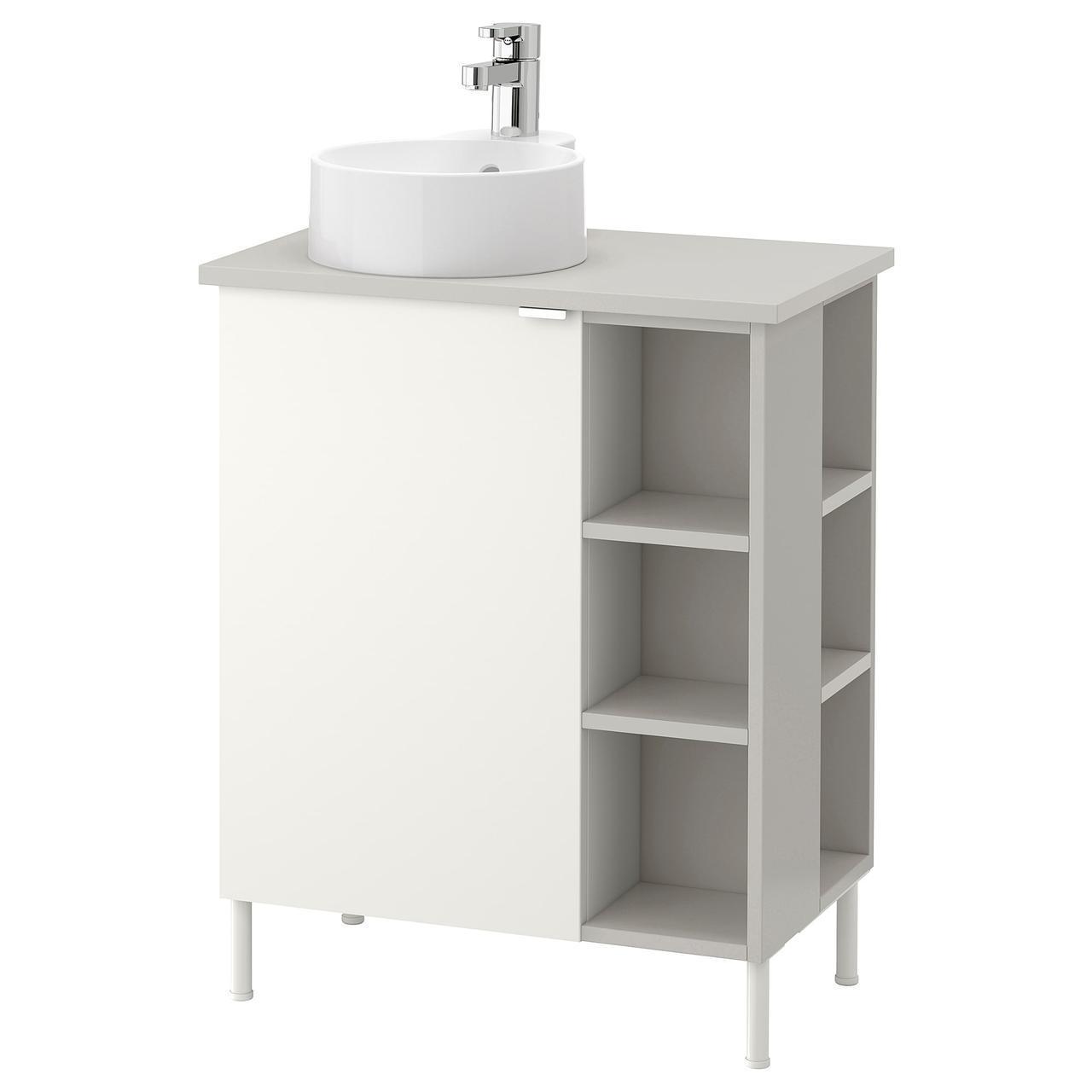 IKEA LILLANGEN/VISKAN/GUTVIKEN Шафа під умивальник з раковиною, білий, сірий (691.881.27)