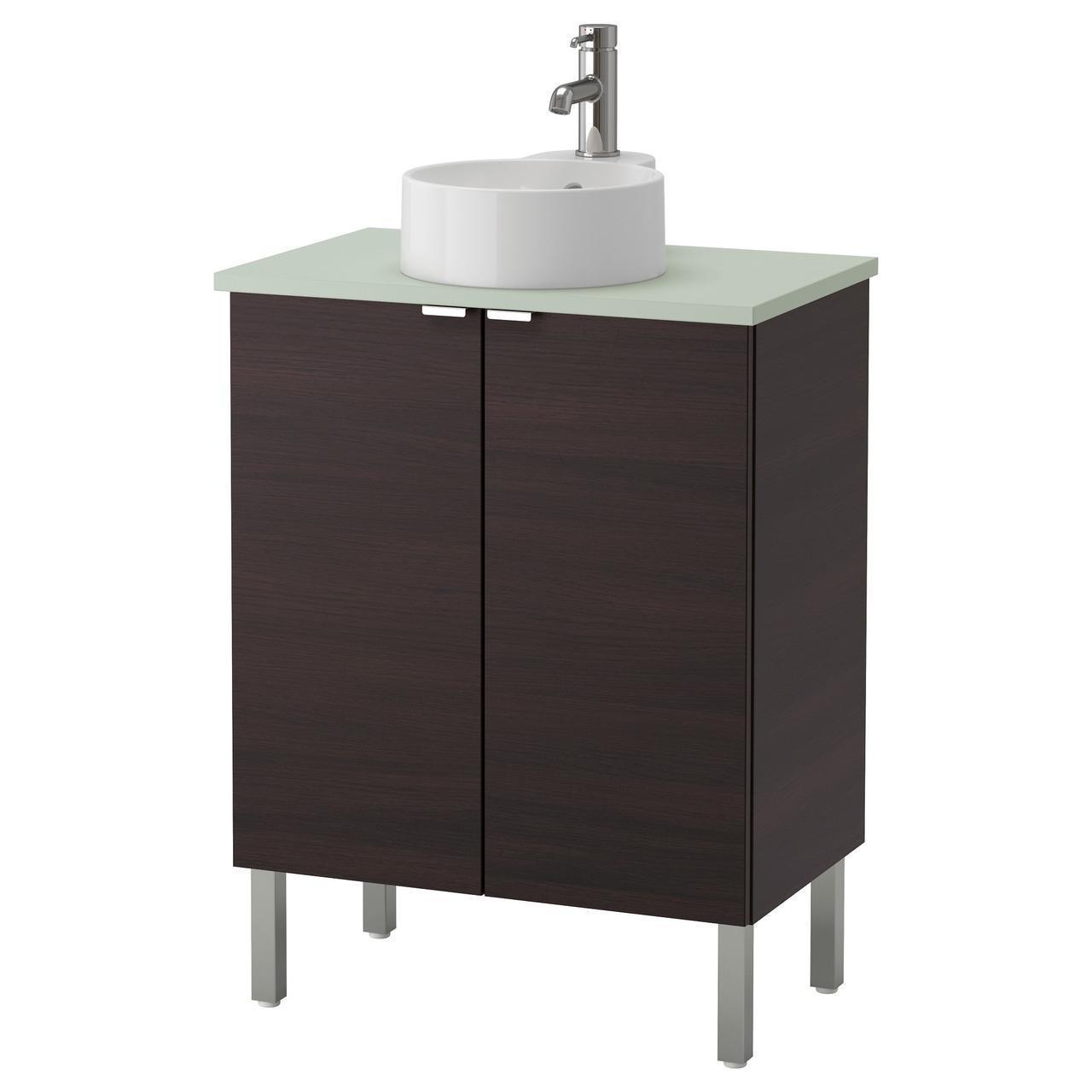 IKEA LILLANGEN/VISKAN/GUTVIKEN Шафа під умивальник з раковиною, чорно-коричневий, (391.883.98)