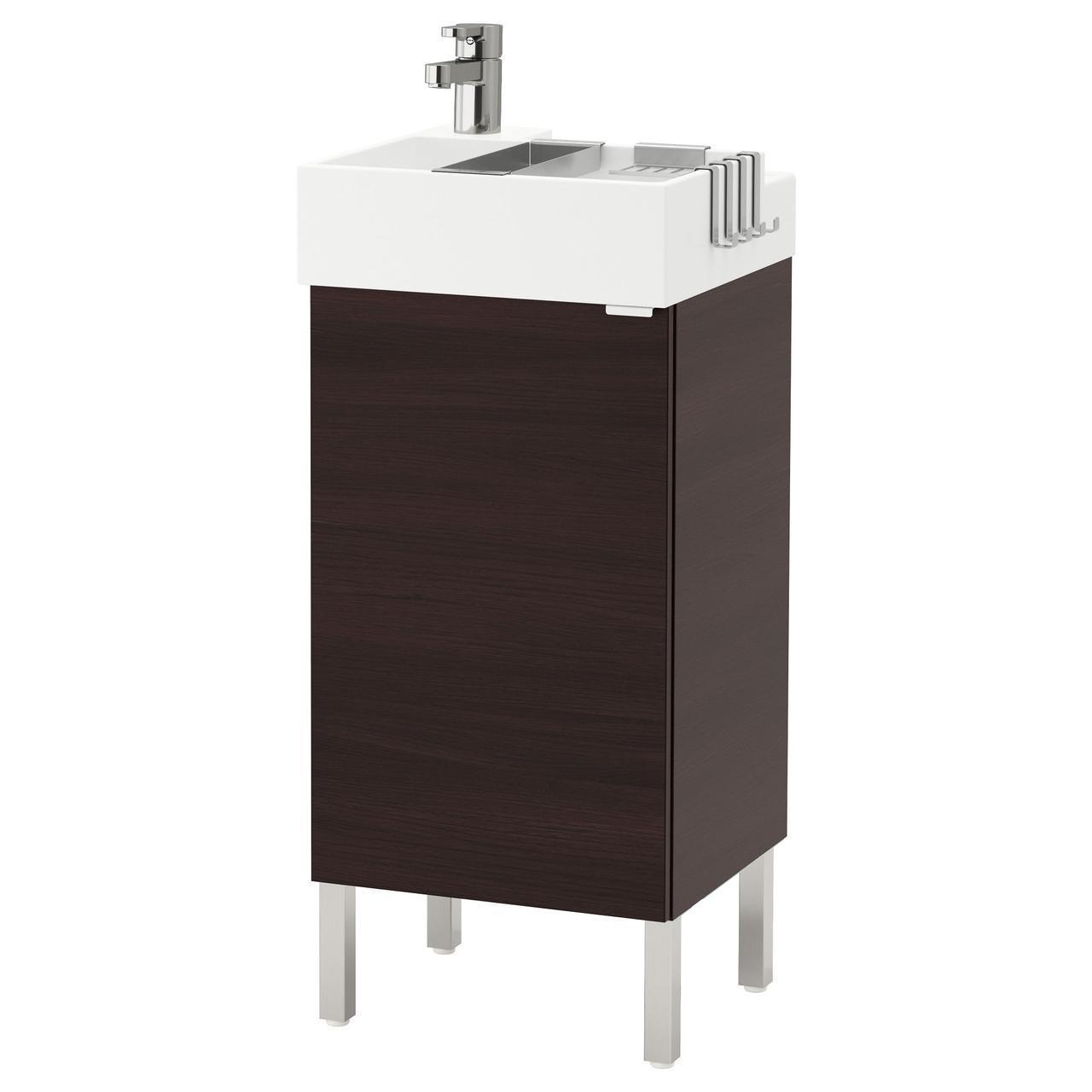 IKEA LILLANGEN Шафа під умивальник з раковиною, чорно-коричневий (592.063.63)