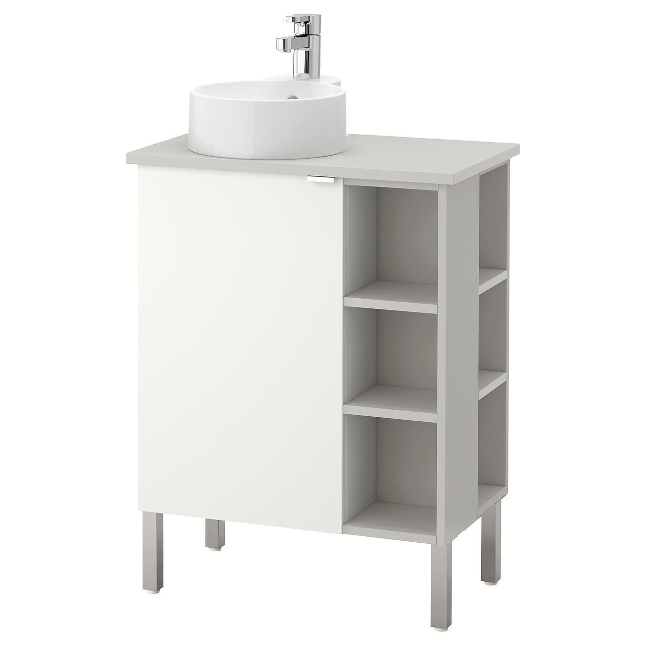 IKEA LILLANGEN/VISKAN/GUTVIKEN Шафа під умивальник з раковиною, білий, сірий (192.066.47)