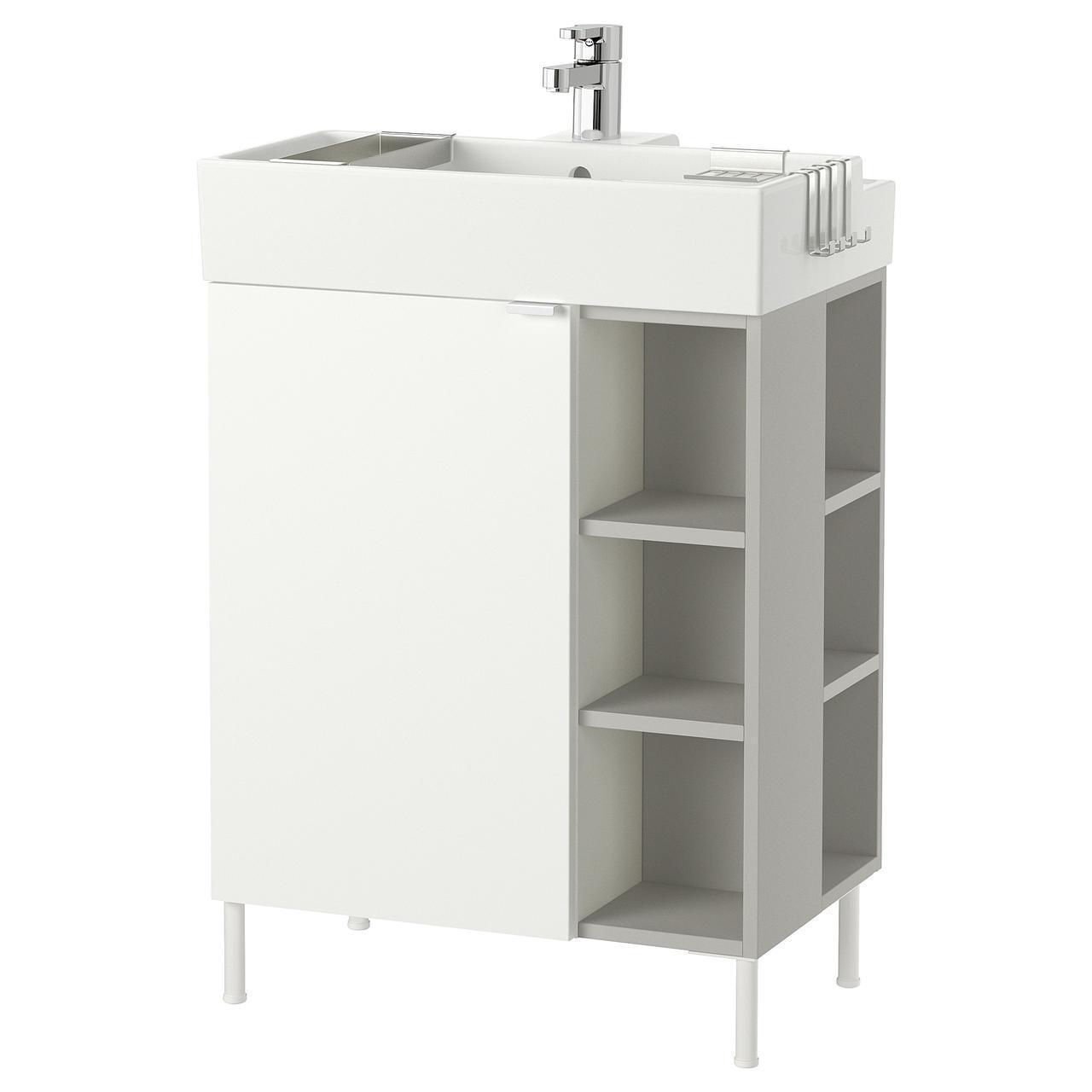 IKEA LILLANGEN Шафа під умивальник з раковиною, білий, сірий (392.502.72)