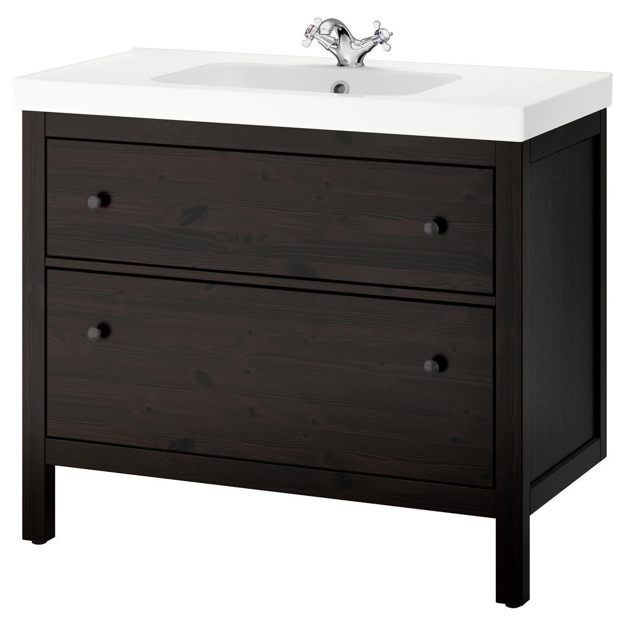 IKEA HEMNES/ODENSVIK Шафа під умивальник з раковиною, чорно-коричнева Морилка (699.030.92)