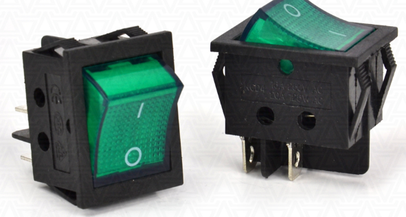 Выключатель, кнопка KCD4-201 AC 250В 16А с подсветкой - Зеленый, цена ...