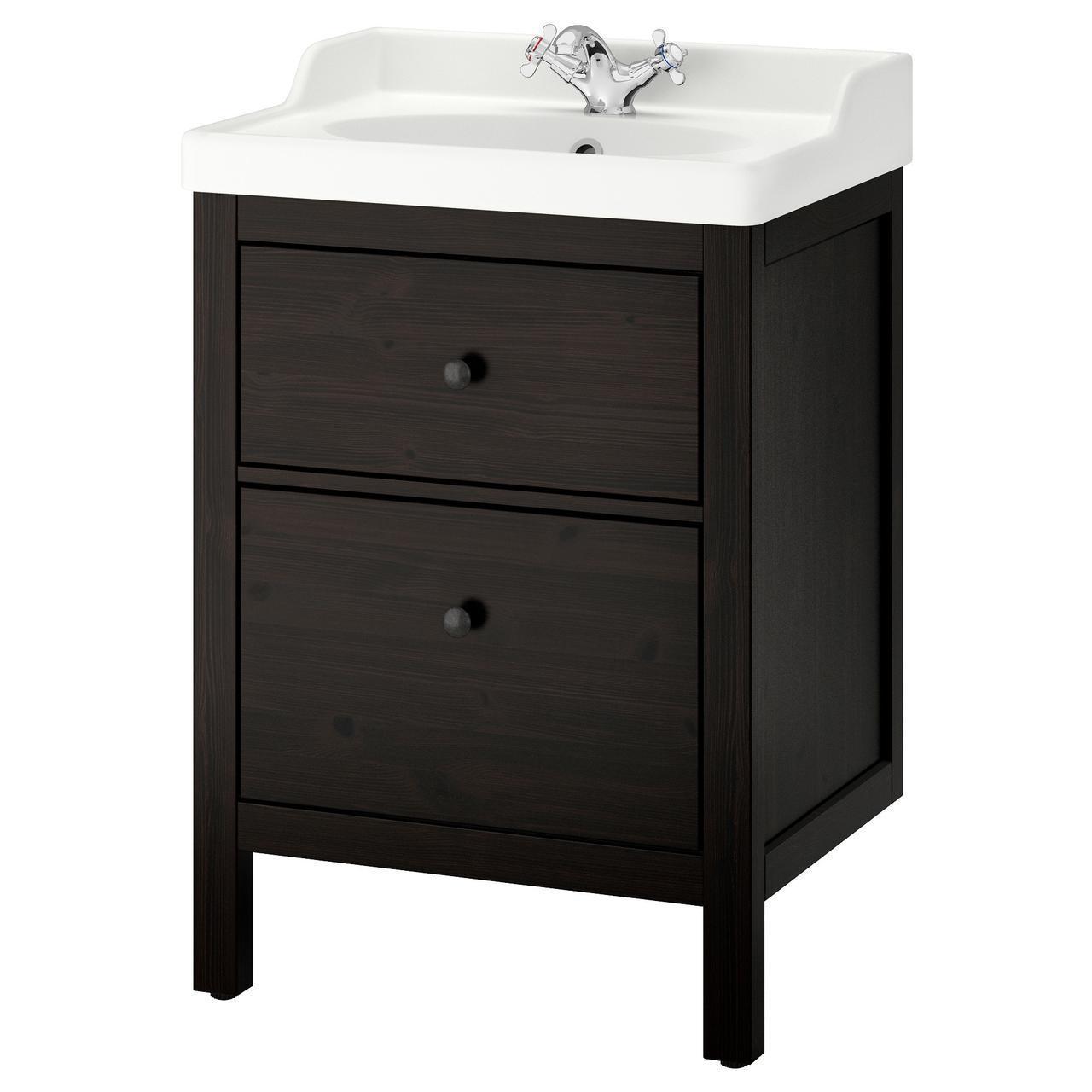IKEA HEMNES/RATTVIKEN Шафа під умивальник з раковиною, чорно-коричнева Морилка (799.030.96)