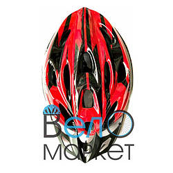 Велосипедний шолом універсальний зі знімним козирком червоно-чорний M/L