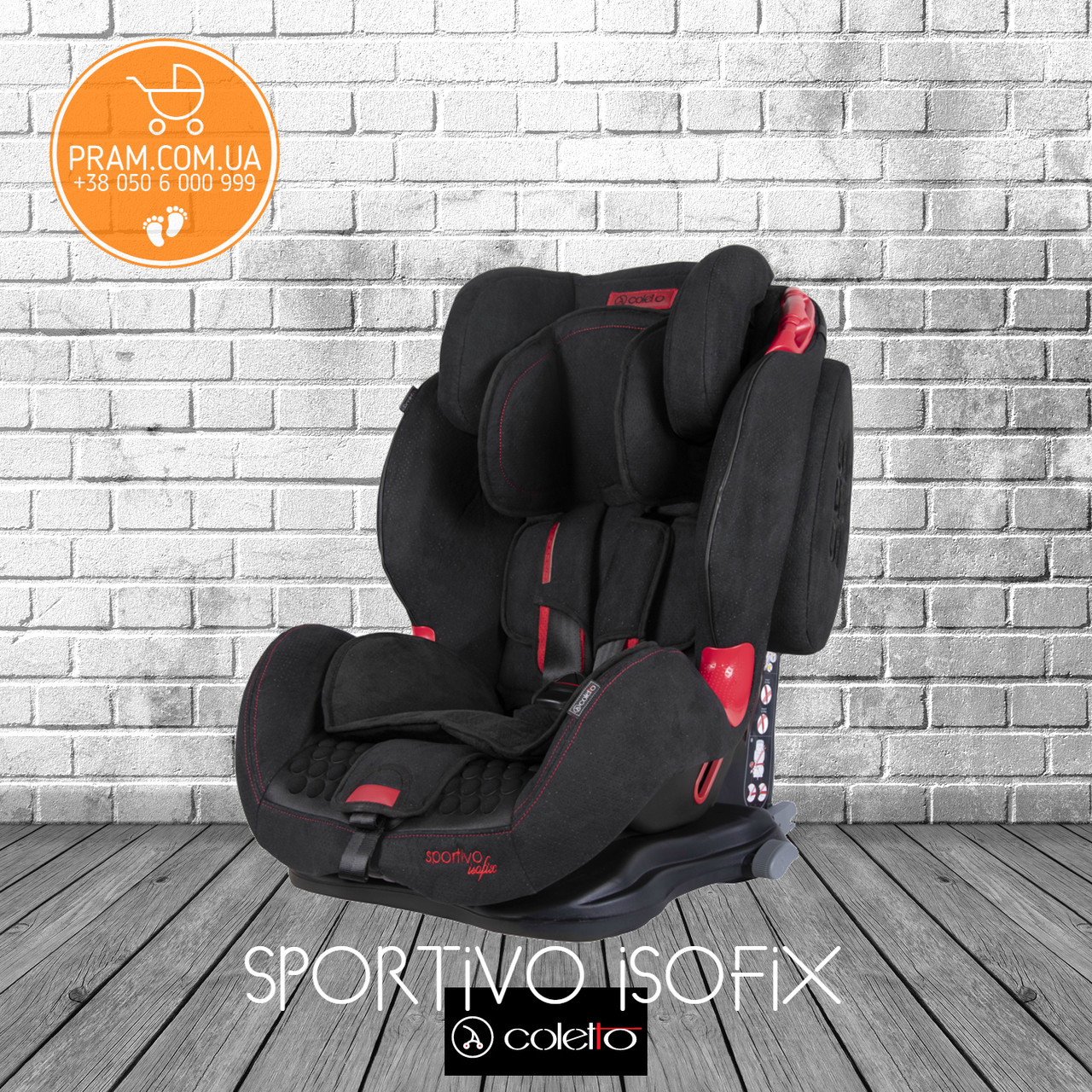 COLETTO SPORTIVO ISOFIX 2019 автокрісло групи 1-2-3 (9-36 kg) Black Чорний