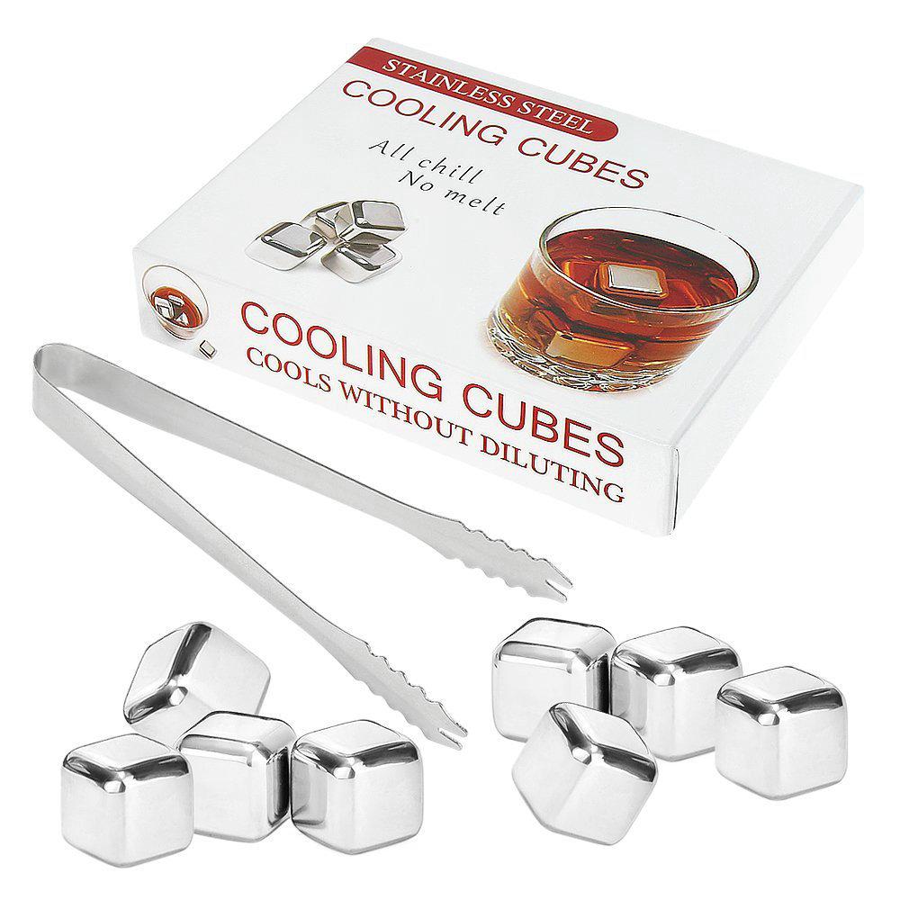 Камені для віскі, сталеві кубики для віскі "Whiskey Stones" 8 шт з щипцями в комплекті, фото 1