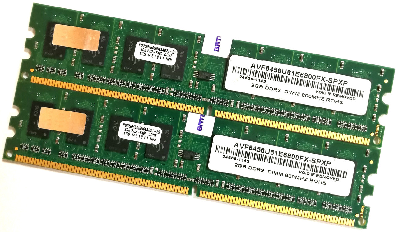 Пара оперативной памяти Avant DDR2 4Gb (2Gb+2Gb) 800MHz PC2 6400U 2R8 CL6 Б/У