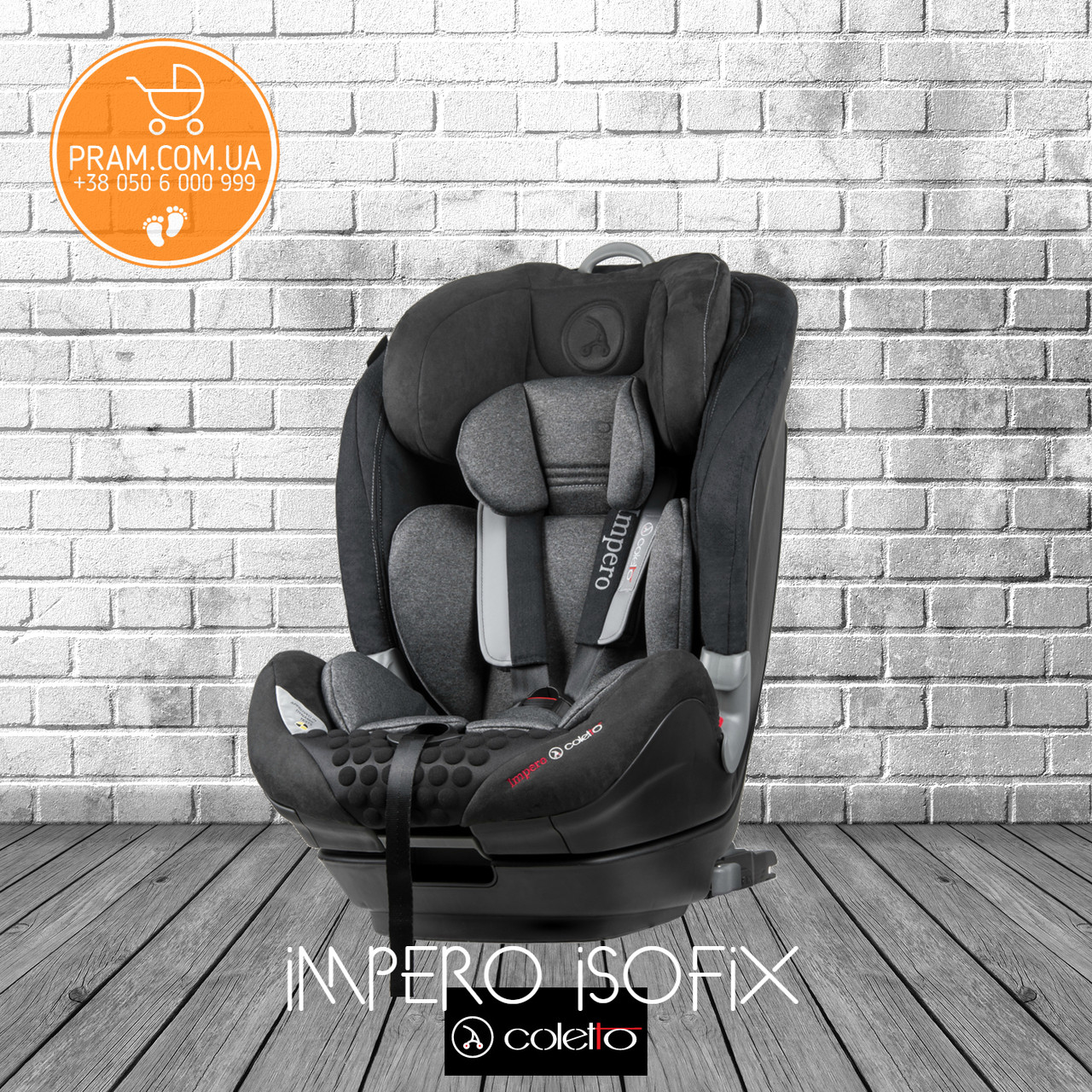 COLETTO IMPERO ISOFIX 2019 автокрісло групи 1-2-3 (9-36 kg) Black Чорний