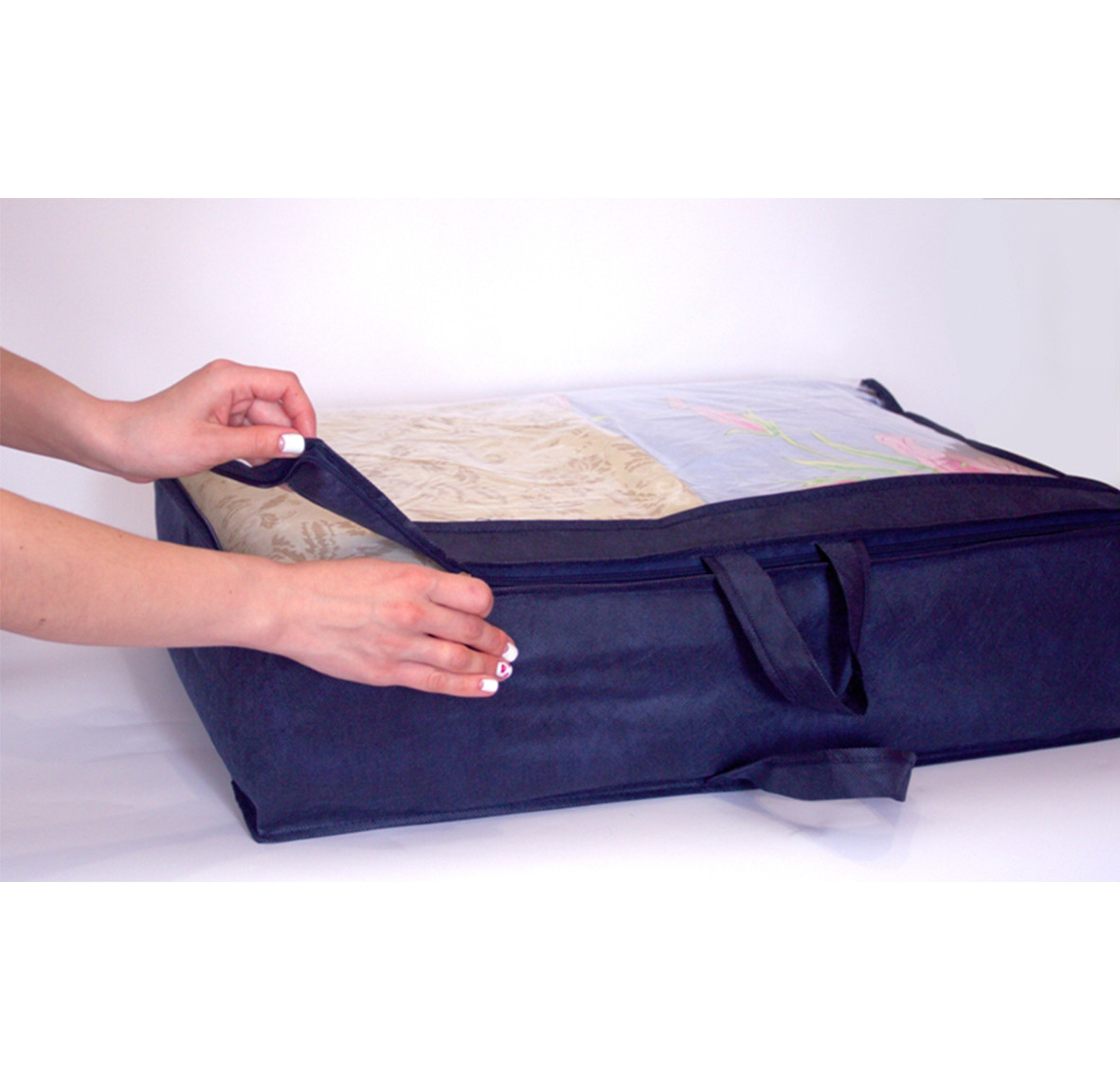 Сумка-чемодан из пвх для одеял и подушек S (синий) - фото 3 - id-p276890272