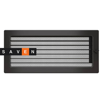 Вентиляційна решітка для каміна SAVEN 17х37 графітова з жалюзі, фото 1