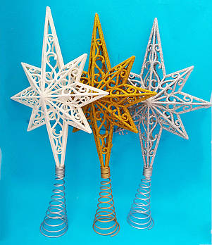 Новорічні іграшки на ялинку верхівка Зірка 3D 38 см