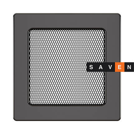 Вентиляційна решітка для каміна SAVEN 17х17 графітова, фото 1
