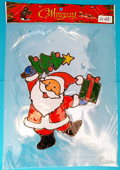 Новорічні наклейки на вікна силіконові розмір 19*19 см в асортименті