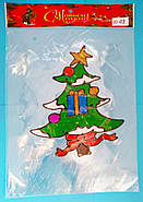 Новорічні наклейки на вікна силіконові розмір 19*19 см в асортименті, фото 5