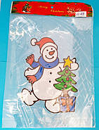 Новорічні наклейки на вікна силіконові розмір 19*19 см в асортименті, фото 9