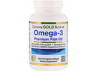 Рыбий жир "Omega-3 Premium Fish Oil" California Gold Nutrition 180 EPA/120 DHA, 100 капсул