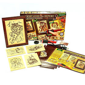 Дитячий набір для випалювання по дереву (2 рамки, 5 рисунків, 6 насадок + випалювач)