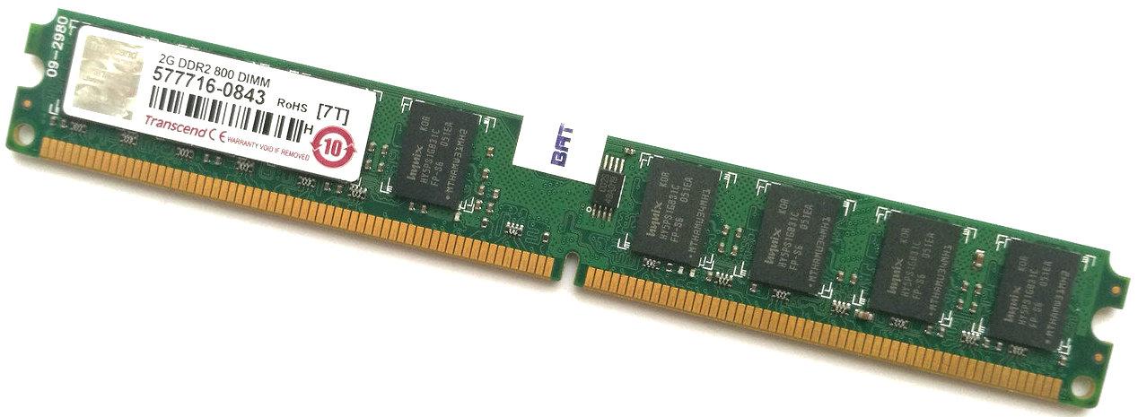 Оперативна пам'ять Transcend Low Profile DDR2 2Gb 800MHz 6400U LP DIMM CL6 Б/В